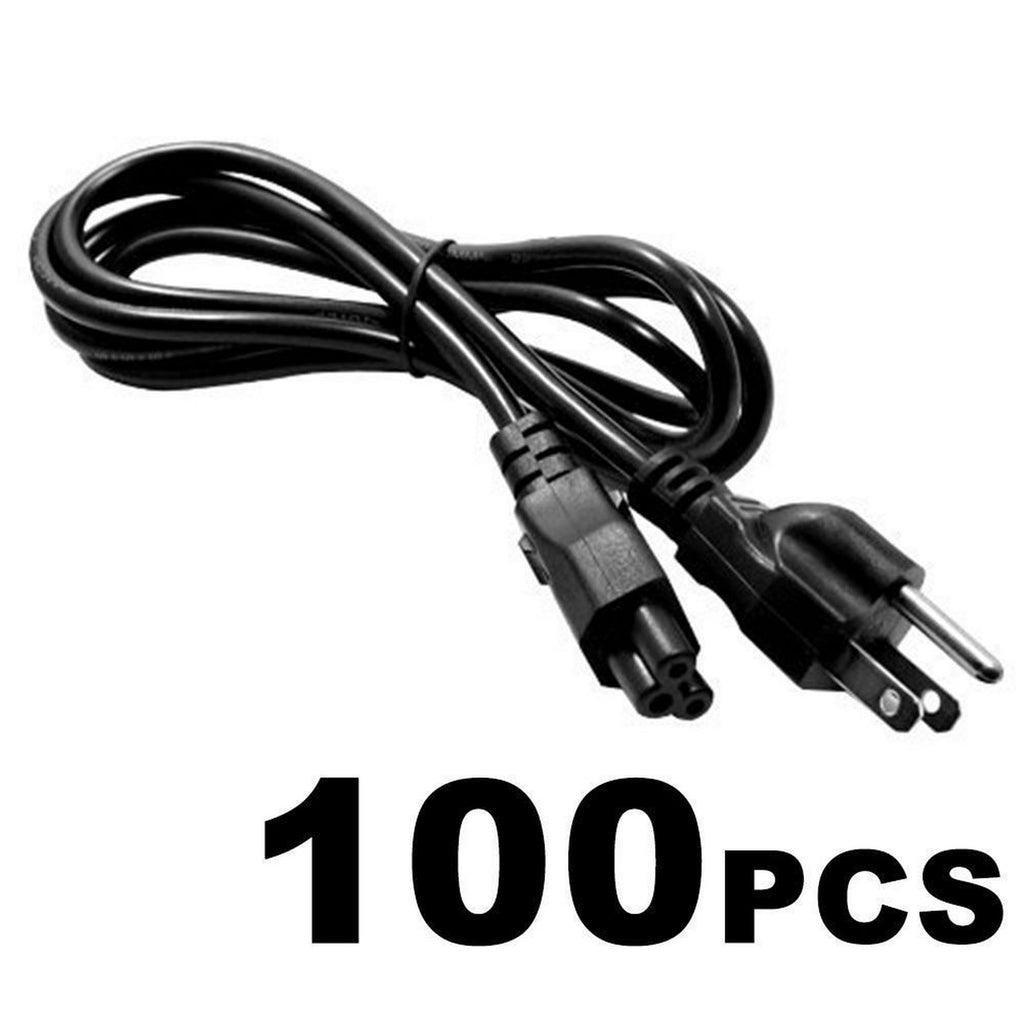 Lot of 100pcs 6ft PC 3-Prong Mickey Mouse AC Power Cord for Laptop, PC, Printers