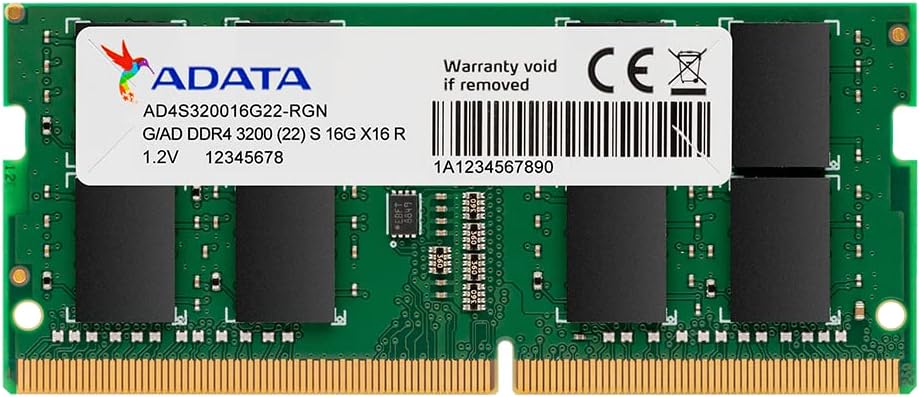 (2-PACK) ADATA Premier 16GB (1x16GB) DDR4 3200MHz CL22 PC4-25600 260-Pin SODIMM Memory RAM Single Pack(AD4S320016G22-SGN)