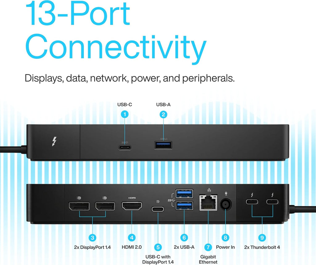 WD22TB4 Dell Thunderbolt 4 Dock, 40Gbps Docking Station USB-C USB-A