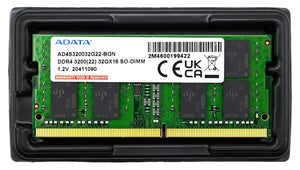 ADATA 32GB DDR4 3200MHz Laptop Memory PC4-25600 260pin SODIMM AD4S320032G22-BGN
