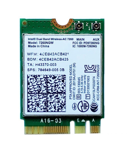 Intel 7260AC, 867 MBPS BlueTooth 4.0