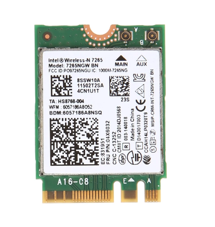 Intel 7265AC, 867 MBPS BlueTooth 4.2