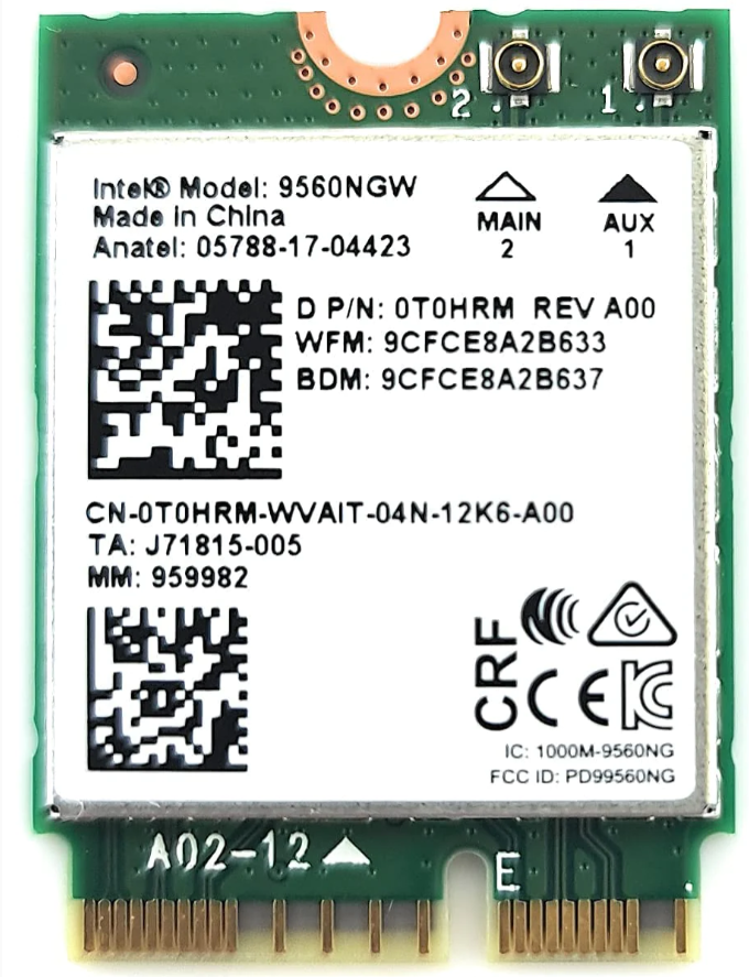 Intel 9560AC, 1.73 GBPS BlueTooth 5.1