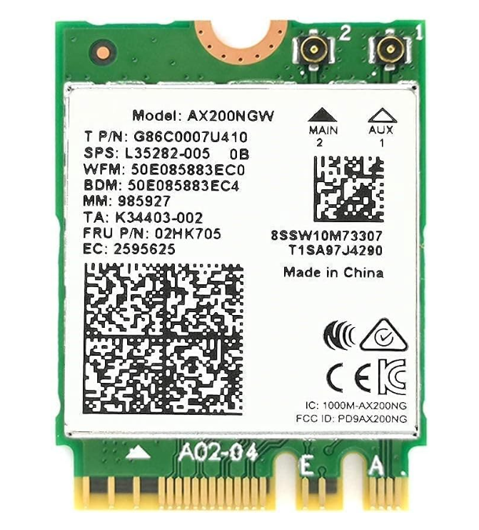 Intel AX200, 2.40 GBPS BlueTooth 5.2